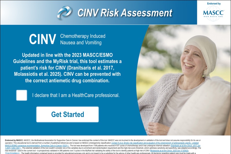 Start screen of the CINV Risk Assessment tool